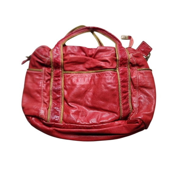 Relisted Vintage Sissirossi small red and gold leather handbag - Picture 2 of 14